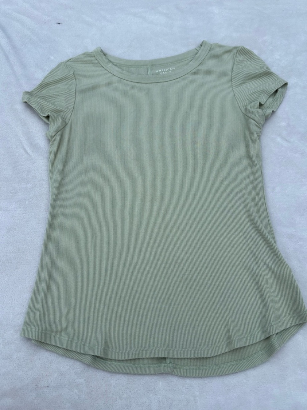 American Eagle Outfitters Sage Green Ribbed Short Sleeve Tee